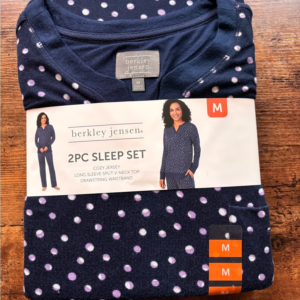 Polka dot pajamas, blue, medium, Berkeley Jenson, cozy